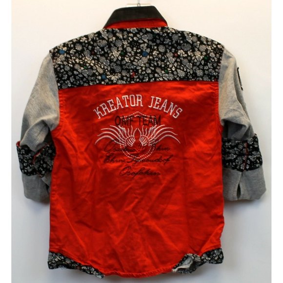 Nick Fashion Red Button Down Kreater Jeans Long Sleeve Shirt Sz 3 Sports Cars - Picture 5 of 8